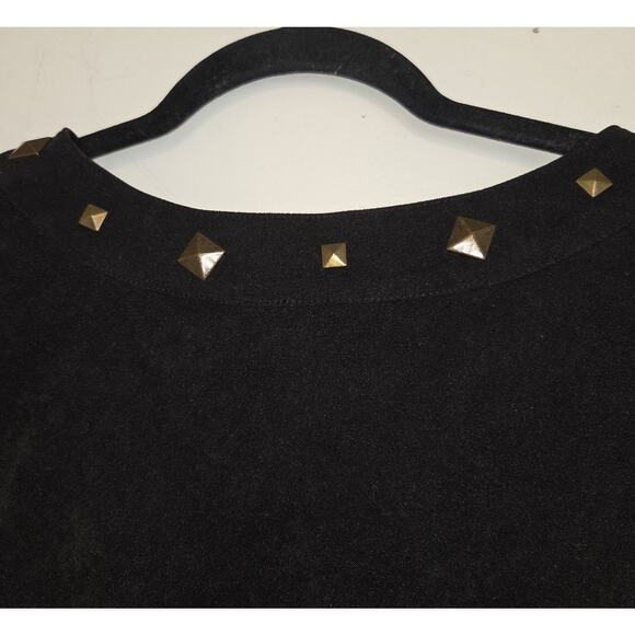 Sag Harbor Black Jacket Shirt Plus Sz 2X Faux Suede Top Studs Pockets Studded - Picture 6 of 16